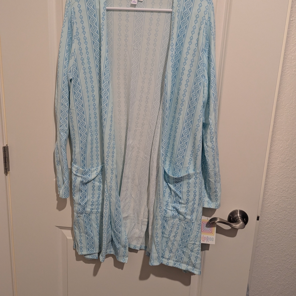 LuLaRoe Sky Blue Geometric Caroline Sweater